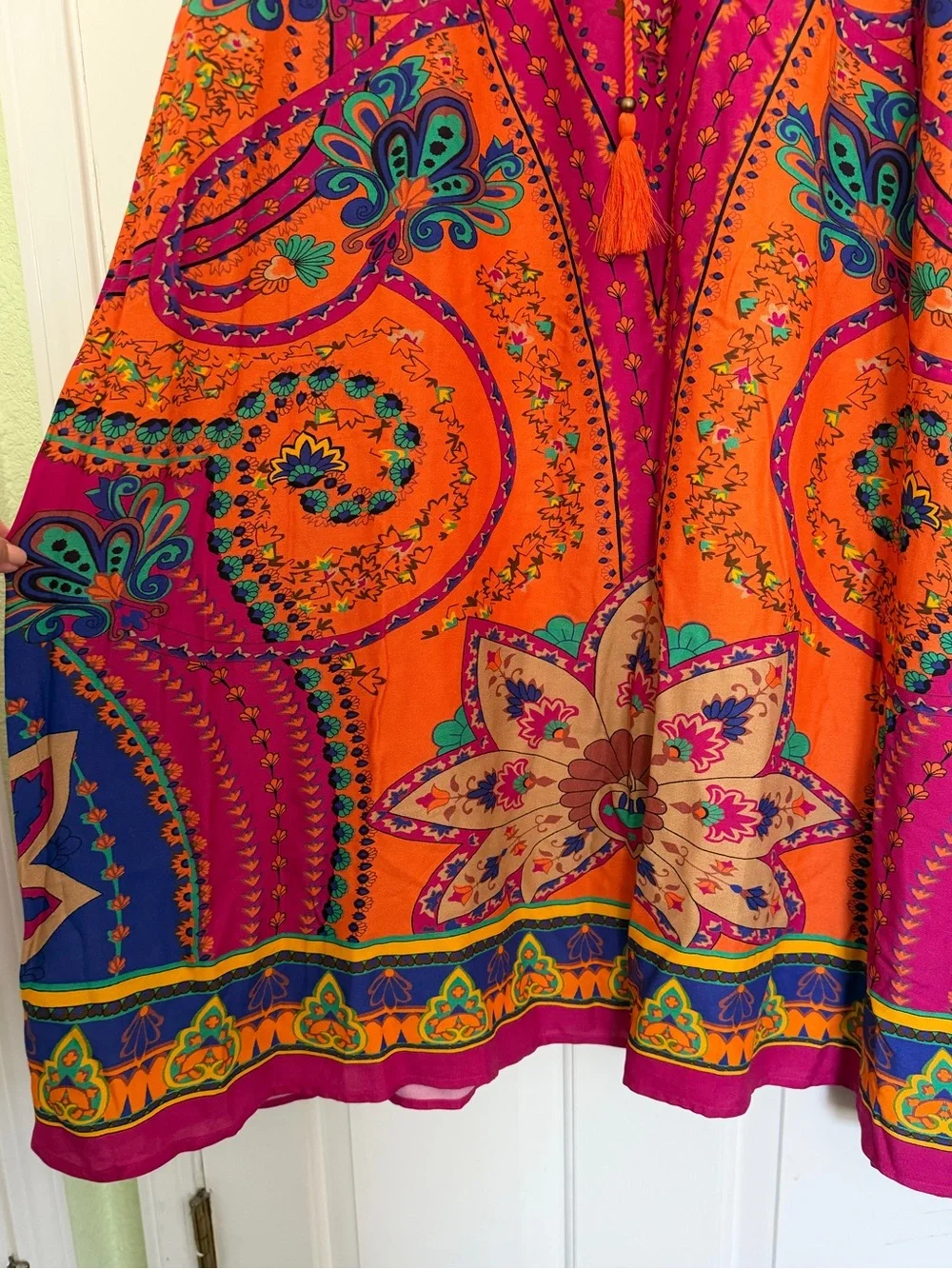 NWOT Soft Surroundings Orange & Magenta Paisley Print Maxi Skirt size large